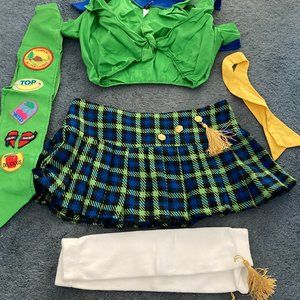 RARE GIRL SCOUT UNIFORM SKIRT/TOP/SASH/SOCKS/TIE/S/M LIKE NEW